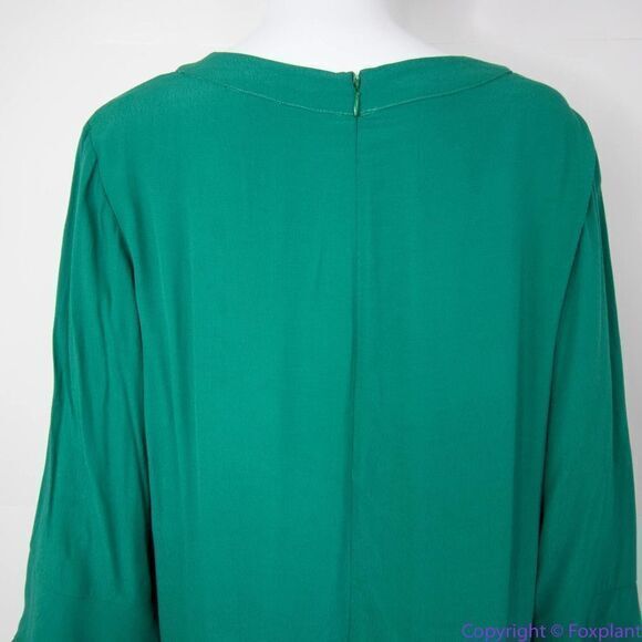 NEW Eloquii emerald green keyhole front ruffle sleeve‎ shift dress, size 18 - Picture 6 of 16